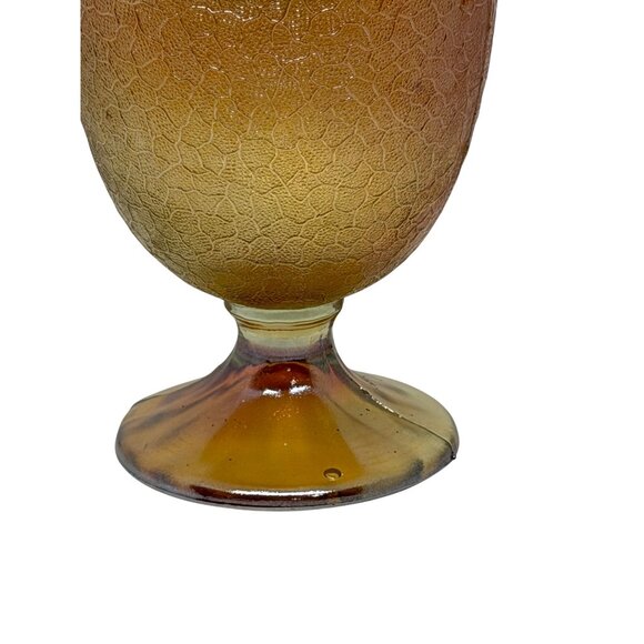 VTG Jeanette Marigold Carnival Glass Crackle Apothecary Candy Jar 7.75" Textured - Picture 3 of 8